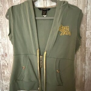 Rocawear Women's Olive Green Vest with Gold Accents